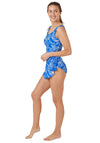 Oyster Bay Half Skirt Print Swimsuit, Blue