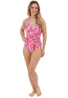 Oyster Bay Floral Print V-neck Swimsuit, Pink