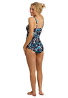 Oyster Bay Capri Detachable Strap Print Tankini Set, Black