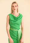 Caroline Kilkenny Olivia Draped Satin Belt Maxi Dress, Intense Green