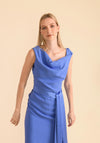 Caroline Kilkenny Olivia Draped Satin Belt Maxi Dress, Lavender