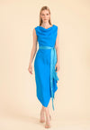 Caroline Kilkenny Olivia Draped Satin Belt Maxi Dress, Turquoise