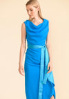 Caroline Kilkenny Olivia Draped Satin Belt Maxi Dress, Turquoise