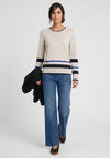 Olsen Striped with Button Detail Jumper, Beige Multi