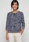 Olsen Geometric Print with Drawstring Top, Blue Multi