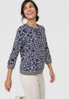 Olsen Geometric Print with Drawstring Top, Blue Multi