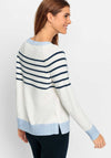 Olsen Henny Striped Jumper, Beige and Blue
