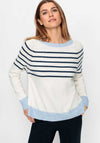 Olsen Henny Striped Jumper, Beige and Blue