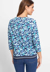 Olsen Circle Print Drawstring Jersey Top, Blue