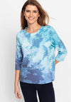Olsen Floral Print Embellished Top, Blue