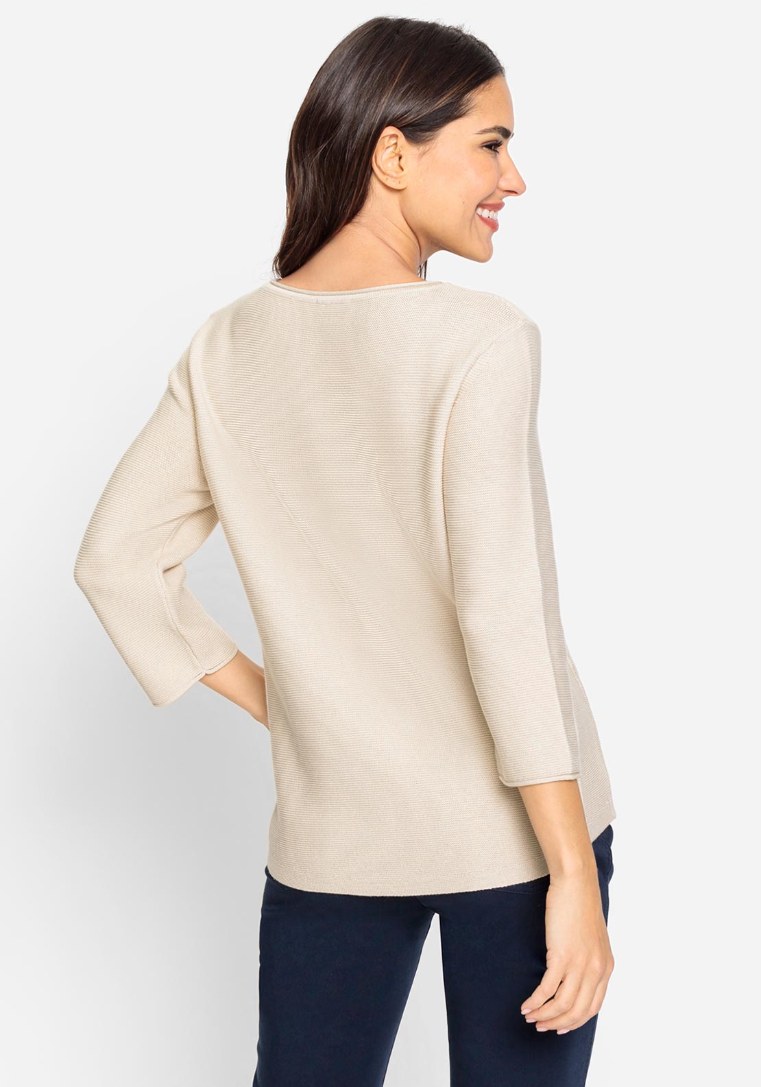 Olsen Henny Knit Seam Detail Jumper, Light Beige