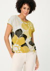 Olsen Botanical Print Capped Sleeve T-Shirt, Yellow Multi