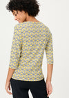 Olsen Geometric Print Cropped Sleeve Top, Yellow Multi