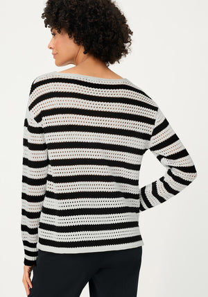 Olsen Wide Knit Striped Jumper, White