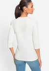 Olsen Box Graphic Cropped Sleeve Top, White