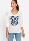Olsen Box Graphic Cropped Sleeve Top, White