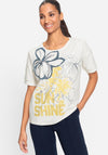 Olsen Floral Embellished T Shirt, White Multi