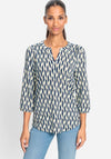 Olsen Geometric Print Top, Navy Multi