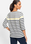 Olsen Striped Print Top, White and Navy