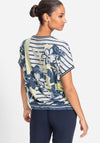 Olsen Floral Striped T Shirt, Navy Multi