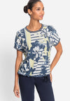 Olsen Floral Striped T Shirt, Navy Multi