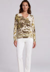 Olsen Abstract Print V-Neck Pullover, Beige Multi