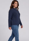 Olsen High Neck Zip Up Jacket, Navy