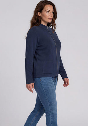 Olsen High Neck Zip Up Jacket, Navy