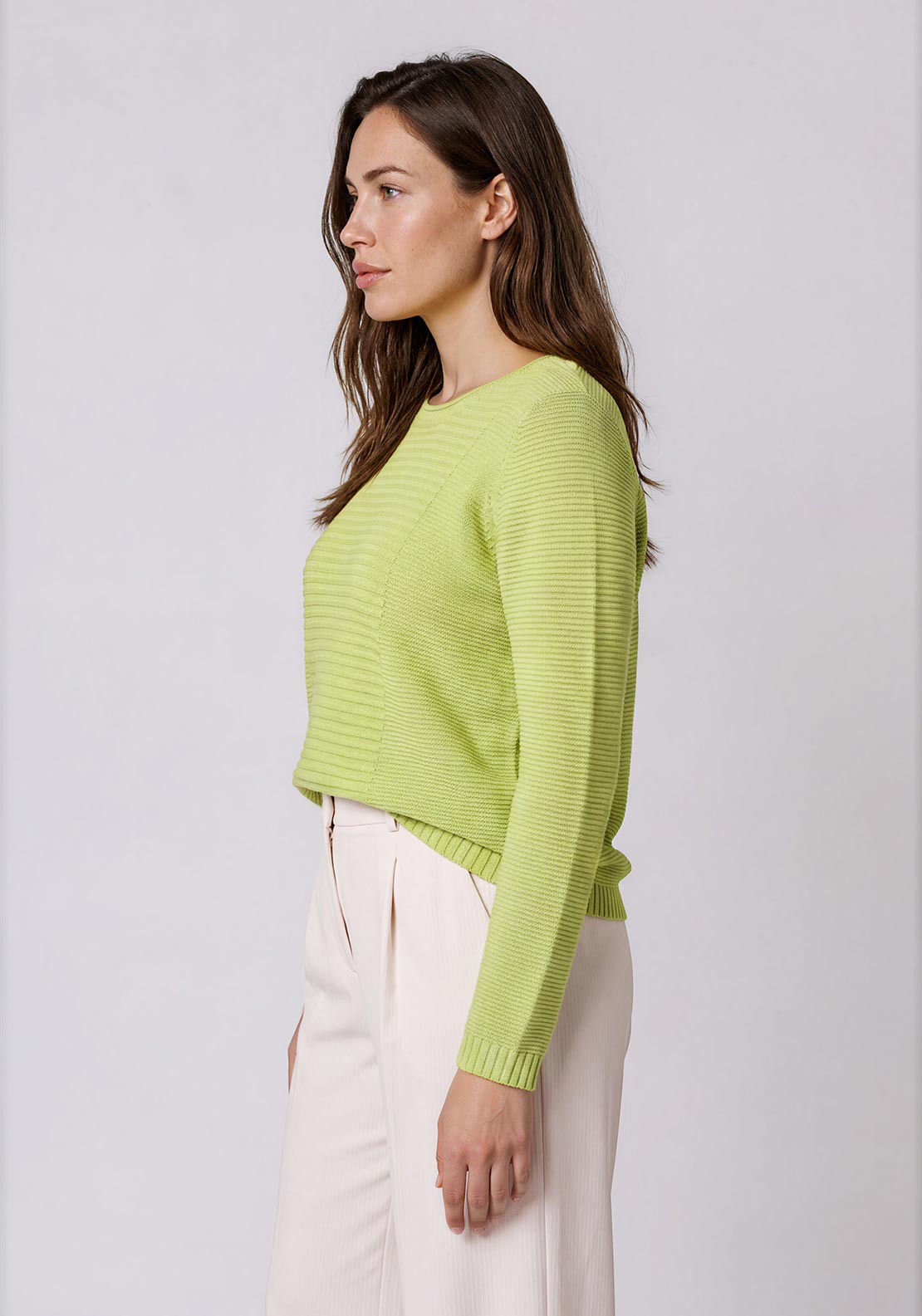 Olsen Textured Knitted Top, Green