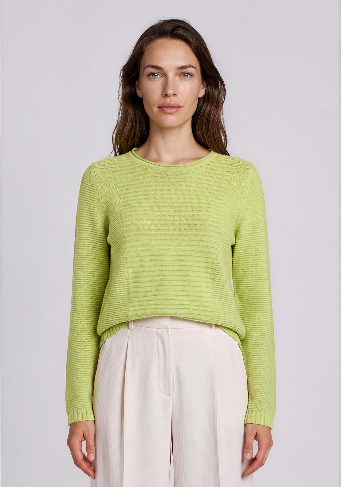 Olsen Textured Knitted Top, Green