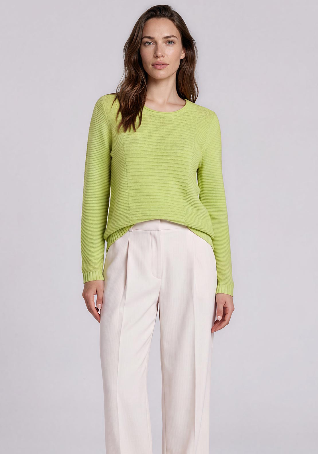 Olsen Textured Knitted Top, Green