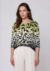 Olsen Animal Print Round Neck Top, Green Multi