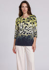 Olsen Animal Print Round Neck Top, Green Multi