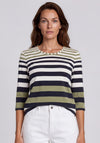 Olsen Striped Top, Green Multi