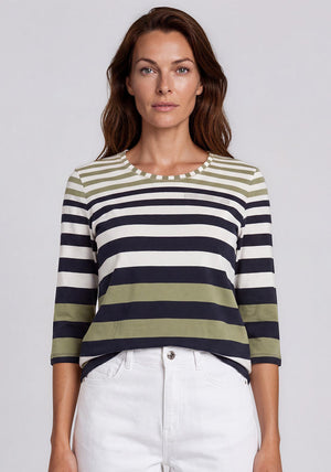 Olsen Striped Top, Green Multi