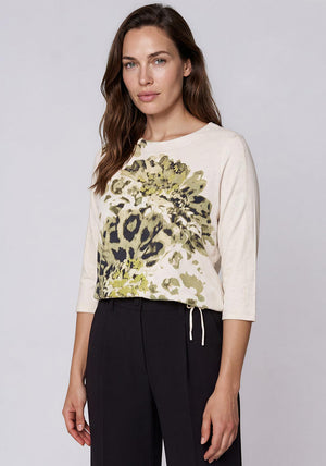 Olsen Graphic Print with Stud Detail Top, Green Multi