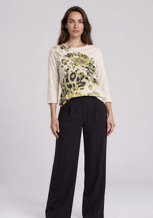 Olsen Graphic Print with Stud Detail Top, Green Multi