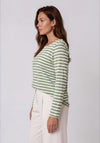 Olsen Striped with Logo Detail Top, Green and White