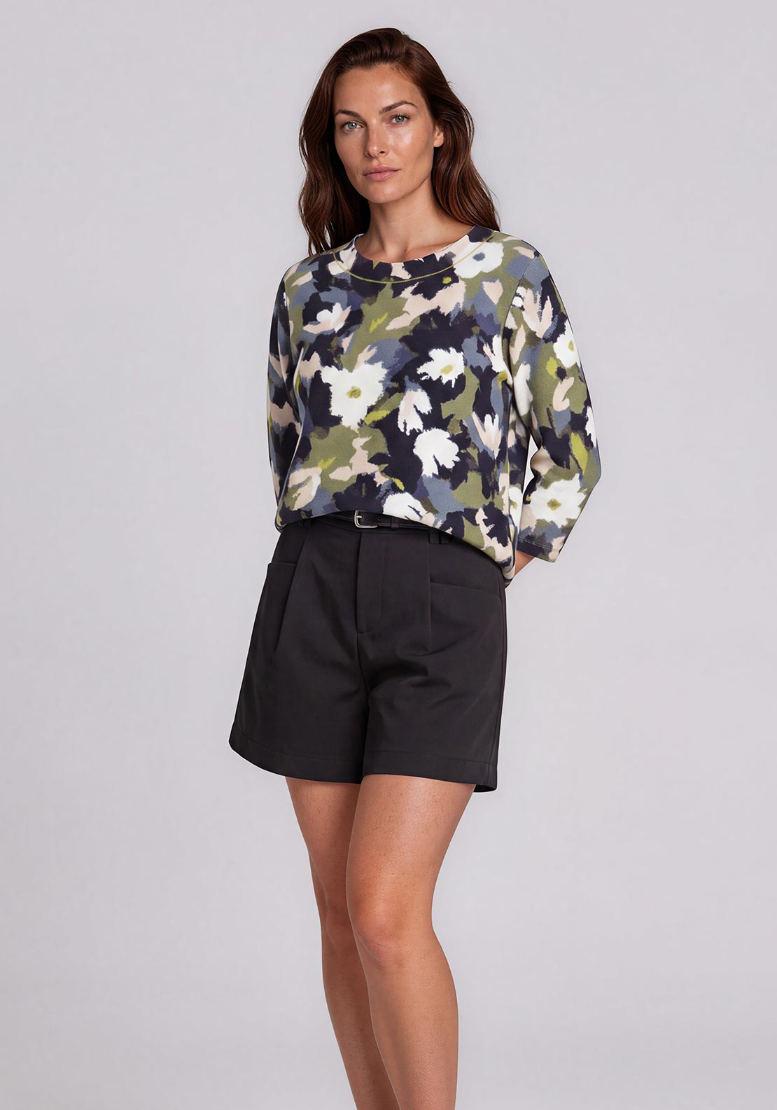 Olsen Abstract Print Top, Navy Multi