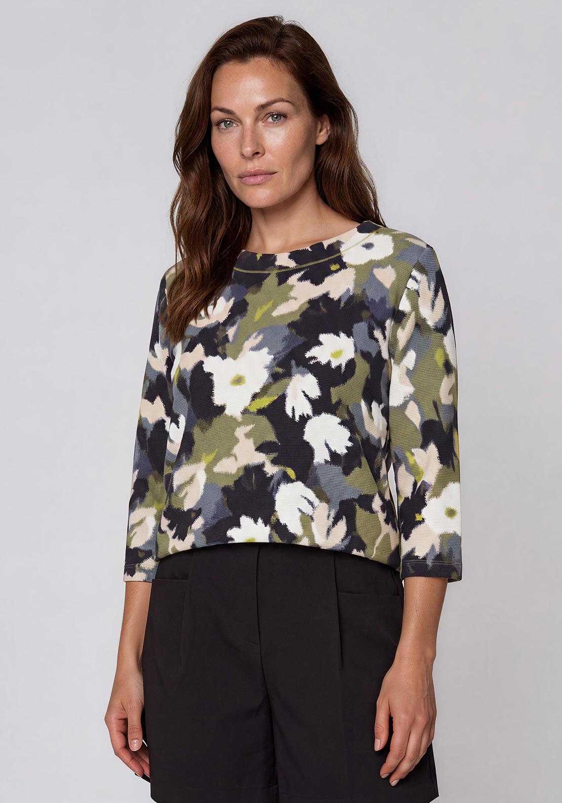 Olsen Abstract Print Top, Navy Multi