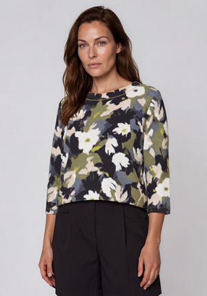 Olsen Abstract Print Top, Navy Multi