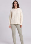 Olsen Geometric Pattern Straight Leg Trousers, Green and White