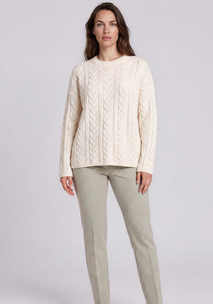 Olsen Geometric Pattern Straight Leg Trousers, Green and White