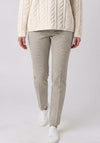 Olsen Geometric Pattern Straight Leg Trousers, Green and White