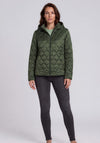 Olsen Quilted Waterproof Rain Coat, Green