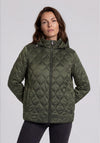 Olsen Quilted Waterproof Rain Coat, Green
