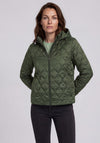 Olsen Quilted Waterproof Rain Coat, Green