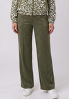 Olsen Faux Suede Wide Leg Trousers, Green
