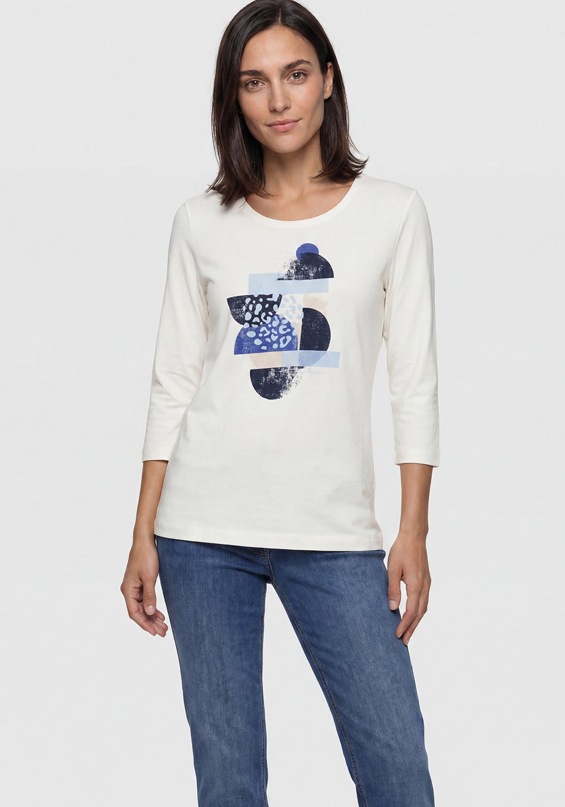 Olsen Graphic Print T-Shirt, Off-White Multi