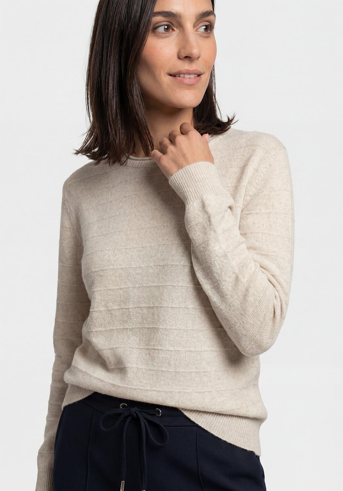 Olsen Round Neck Pullover, Beige